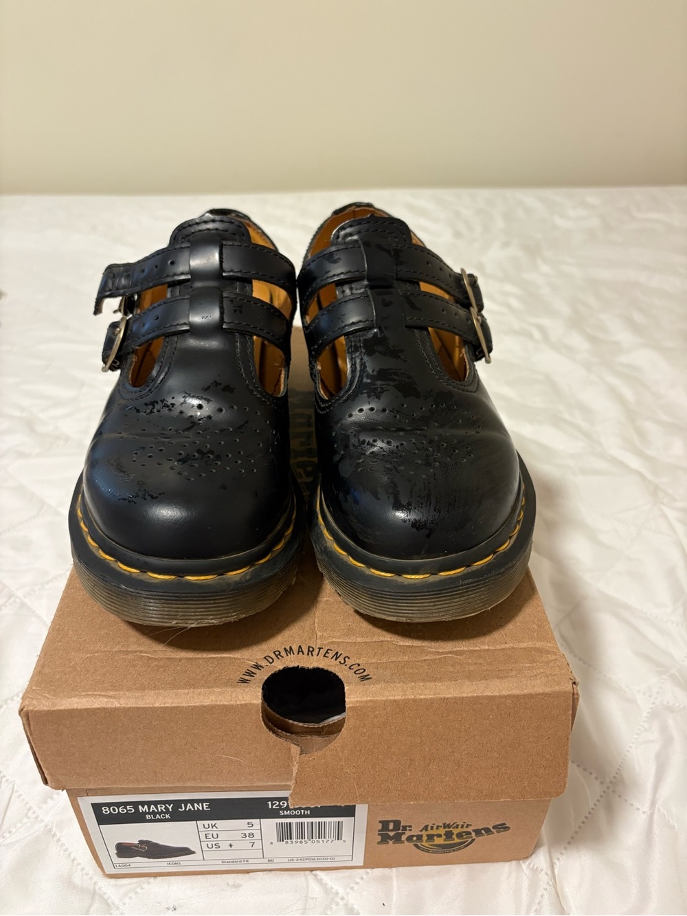 Dr. Martens Black Mary Jane Double-Strap Leather Shoes